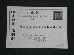 Kártyanaptár, T&S mini ABC élelmiszer nagykereskedés, Pécs,1995,   (2)