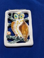 Ceramic wall ornament depicting an industrial glazed owl