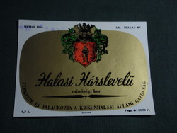 Wine label, Kiskunhalas winery, wine farm, Halas linden