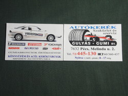 Card calendar, Gulyás car wheel specialist shop tire service, Pécs, graphic artist, 1999, (2)