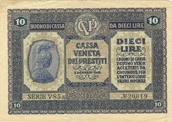 10 lire lira 1918 Olaszország Velence 2.