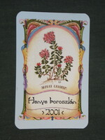 Card calendar, golden cup pharmacy pharmacy, Pécs, flower, Henye ivy, 2001, (2)