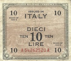 10 lira 1943 Olaszország katonai militari 2.