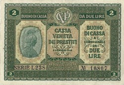 2 lire lira 1918 Olaszország Velence 2.