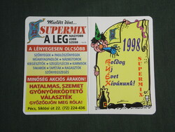 Kártyanaptár, Supermix szőnyeg függöny áruház, Pécs, grafikai rajzos,1998,   (2)