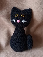 Crochet sitting cat 12 cm black