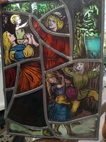 Antik ólomüveg ablak festett ólom üveg 582 8172