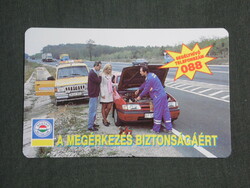 Kártyanaptár, Magyar autóklub, segélyszolgálat,1998,   (2)