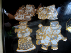 Karácsonyi arany kontúros matrica dekoráció 4 db egyben, hóemberek, macik