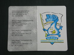 Kártyanaptár, 125 éves DDGÁZ ,gázszolgáltató Rt., Pécs,grafikai rajzos, reklám gáz manó ,1996,   (2)