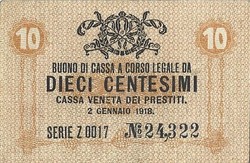 10 centesimi 1918 Olaszország Velence 2.