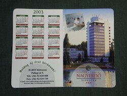 Card calendar, Debrecen Nagyerdő Hotel, 2003, (2)