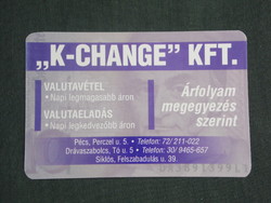 Card calendar, k-change currency exchange, Pécs, 2001, (2)