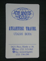 Kártyanaptár, Atlantis Travel utazási iroda, Pécs,1997,   (2)