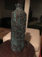 Bod Éva nagyméretű szögletes samott/fatlava kerámia vázája (2)