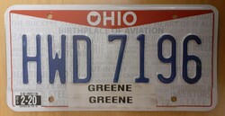 Usa american license plate license plate hwd 7196 ohio