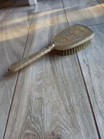 Beautiful old hairbrush with steel frame (24.5x8.5x3.4 cm)