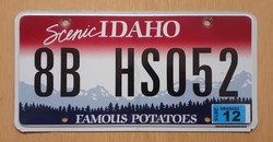 Usa american license plate license plate 8b hs052 idaho