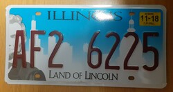 Usa american license plate license plate af2 6225 illionis land of lincoln