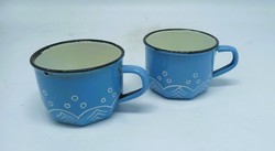 Retro enamel glasses in pairs, mugs, 2 in one, 6 x 8.5 cm