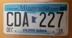 Usa american license plate license plate cda-227 minnesota