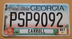 Usa american license plate number plate psp9092 georgia carroll