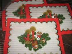 Gyönyörű gyertyás fenyőágas  piros karácsonyi szalvéta, vagy alátét, kisterítő
