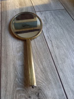 Pazar régi rézkeretes kézi tükör (30,5x12,5 cm)