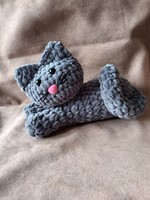 Handmade plush cat gray 20 cm
