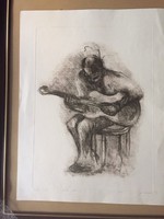Zsuzsanna Pál: musician iv. Marked, numbered (5/8) etching 2005.