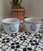 Német kék virágmintás hosszúkávés csészék párban