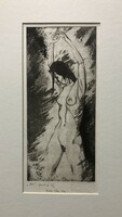 Xantus gauze, nude, aquatint, 24.5 x 11 cm