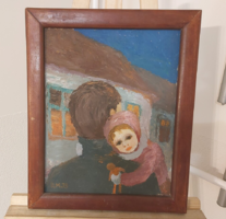 Bensőséges hangulatú erdélyi festmény (D.M. 1973) – Nagybányai stílusban