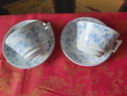 Art Deco kék virágos porcelán teás csészék