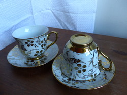 Dúsan aranyozott porcelán teás szett 2 csésze+2csészealj