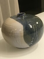 Ceramic vase of modern shape with earth tones, marked bm
