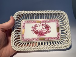 Herend woven bowl, with an Indian basket pattern