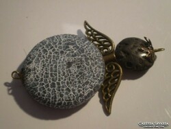 Reduced price, 7 cm agate-lava stone larger angel