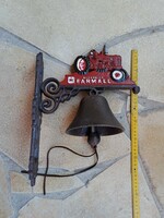 Cast iron large red tractor zetor ringing column bell, door decoration