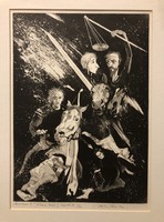 Xantus gauze, apocalypse v. (The three horsemen), aquatint, 34.5 x 24.5 cm