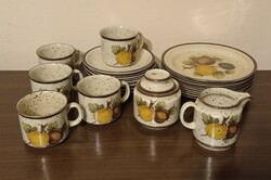 Barna pöttyös Winterling Bavaria Karina porcelán kávéskészlet, kistányér, cukortartó, tejkiöntő