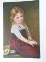 D199474 old postcard -little girl -c.V.Bergen -the first jewel -der erste schmuck 1910k