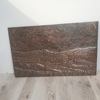 Copper embossed pattern wall picture 77 x 48 cm