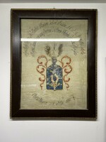 Museum piece from 1826! Count painted coat of arms, noble, baron, heraldry, jankovich-besan