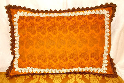 Silk brocade lace cushion. 48X36 cm