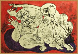 BartosEndre (1930-2006) – SZERELEM 1.(hátlapi „tükör”-rajzzal), 43×62 cm, karton,