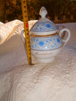 Porcelain sugar bowl with antique hand painted carlsbad inscription