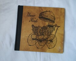 Baby photo album, contemporary baby carriage decorated photo album