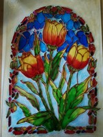 Üvegfestett kép - Tulipánok