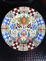 Hard earthenware plate from Telkibánya, beautifully painted, almost flawless - around 1900 - d=24cm